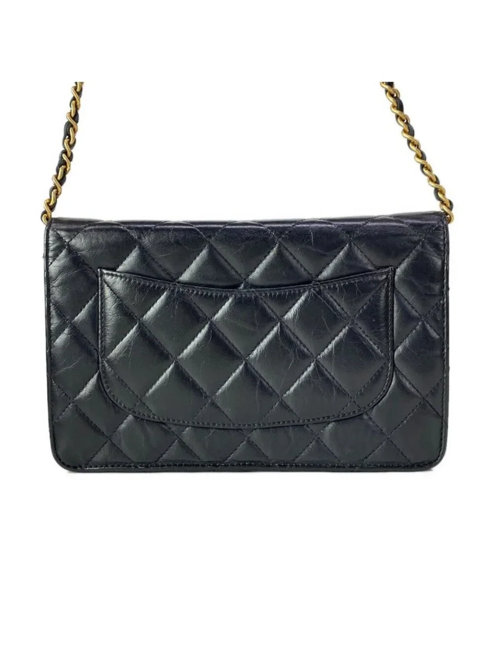 Chanel Shoulder Bag 2.55 Icon Charm Black Vintage Gold Chain